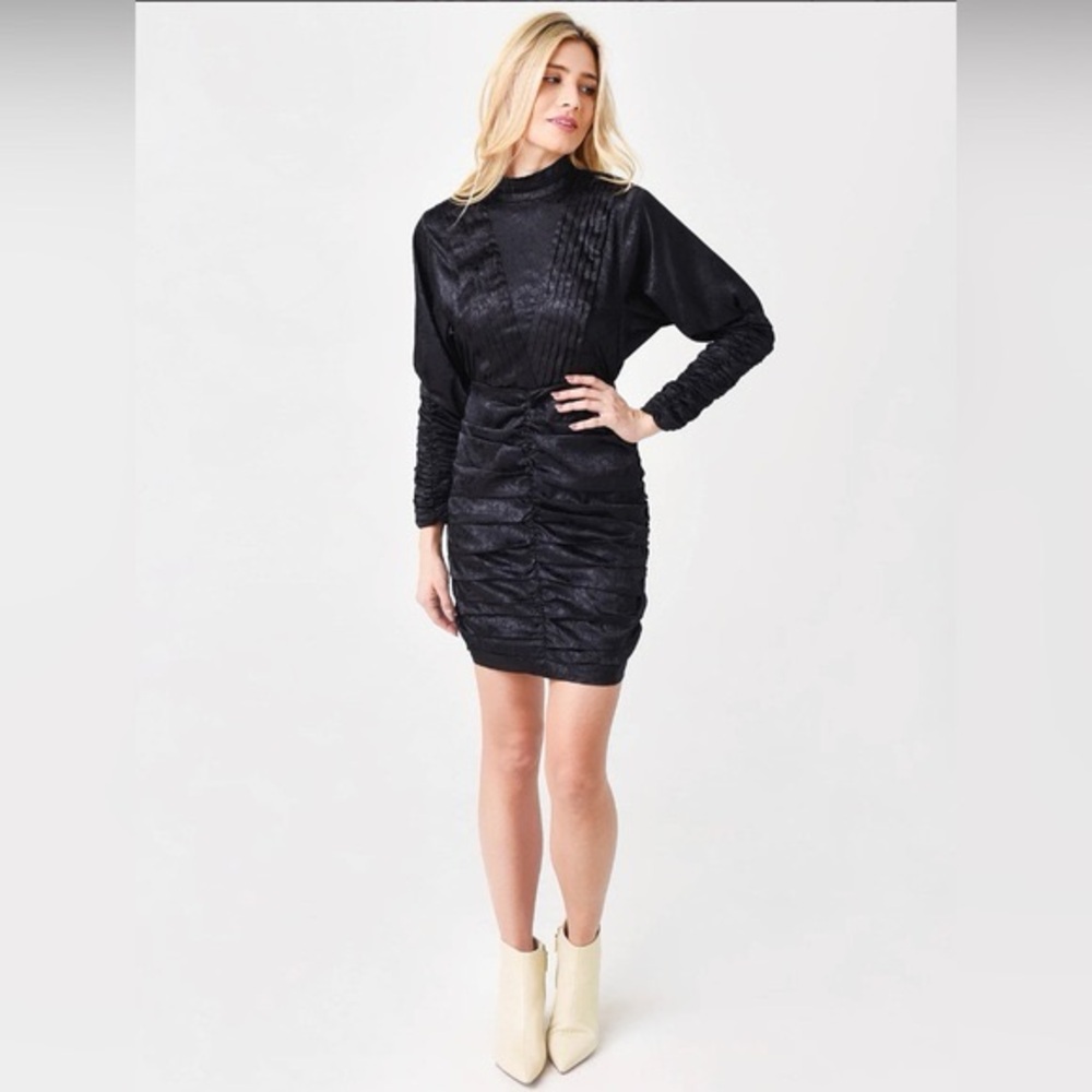 Hunter Bell Ariana Ruched Dress - Onyx Black - Size 2